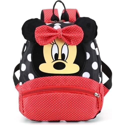 New Baby Kindergarten Primary School Cartoon Travel Backpack Mickey Minnie Bowknot Plush Backpack Boys Girl Bowknot Bags 2-7 Yrs