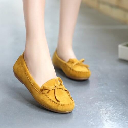 Butterfly-knot solid flock shoes women flats anti-skid casual summer flat woman shoes slip-on female flats plus size hot sell