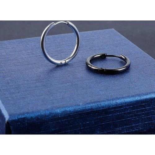 1pc Punk Rock Titanium Stainless Steel Circle Hoop Earrings for Women Men Ear Ring Clip Piercing Brincos Bijoux Body Jewelry