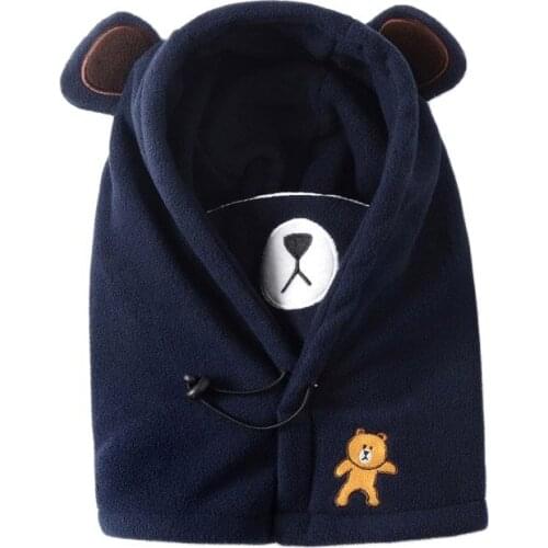 2018 velvet 4 to10 years girls boys Beanies cartoon bear Winter hat Prevent fog dust Thick Child Beanie kid Earflap Caps