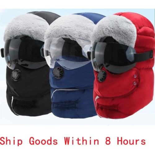 Fashion New Original Design Winter Hat For Women New With Mask Warm Cap Winter Men Waterproof Hood Hat With Glasses Cool Balacl