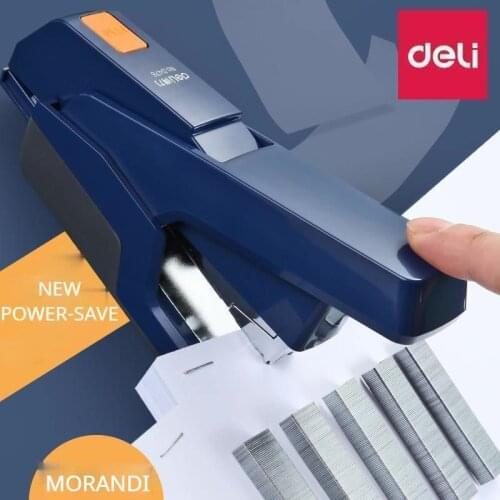DELI Stapler effortless paper stapling machine 20 Sheet Morandi stapler School Office Supply Stationery Power Saving Stapler