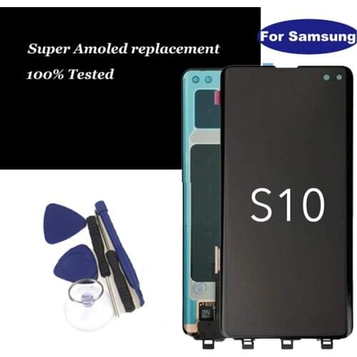 Super Amoled For samsung S10 G973F G973 LCD S10 Plus G975 G975F Display with Touch Digitizer with Frame Assembly