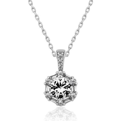Tevuli 925 Sterling Silver Ice White Baget Cubic Zirconia Women Necklace