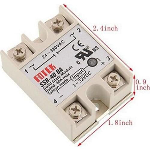 15pcs/Lot SSR-40 DA Solid State Relay New DC to AC Solid State Relay Module for Arduino Temperature Controller 24V-380V 40A 250V