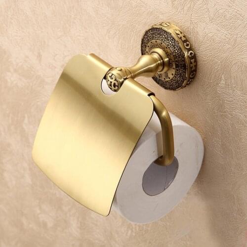 Solid brass Bathroom Art Carved Toilet Paper Holder Wall mounted antique Roll paper holder Bathroom accessories