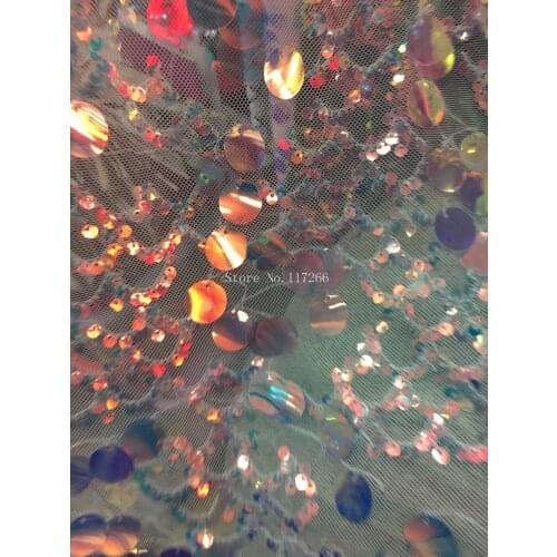 High Quality JRB-101930 African sequins Lace Fabric fashion Indian sequins Wedding Dress Fabric