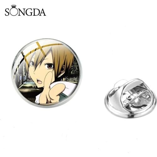Japanese Anime DuRaRaRa!! Brooch DuRaRaRa Celty Sturluson Sonohara Anri Ryugamine Mikado Cosplay Pins Glass Dome Men Women Shirt