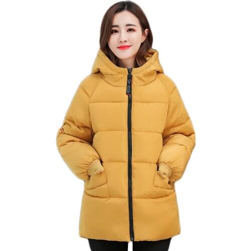 Winter Jacket Women Yellow XL-8XL Plus Size Down Cotton Hooded Parkas 2020 Autumn New Korean Loose Black Short Warmth Coat JD838