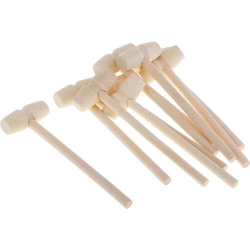 10pcs Prettyia Bulk Mini Hand Tool Supply Hobby Crafts Making Wooden Hammer Mallet Cra b Lobster Seafood Crackers Leather Hammer