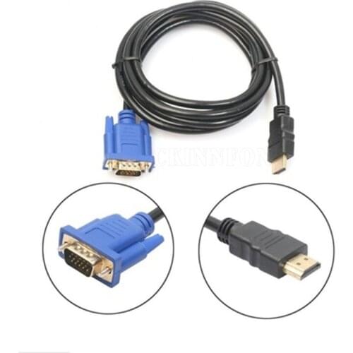 100Pcs/Lot 1.8m 6Ft HDMI-compatible Male to VGA HD-15 15Pin Male Adapter Cable Cord for DVD HDTV PS3 (Size: 1.8 m)
