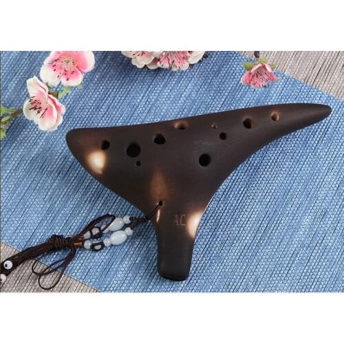 12 Hole Ocarina Zelda Alto C/Soprano C F G Flute Ceramic Ocarina instrumentos musicales flauta profissional Smoked burn 12 holes
