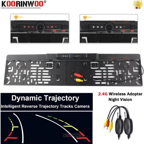 Koorinwoo 2.4G Wireless IR Sensor Starlight Car EU License Frame Dynamic Trajectory Guide Line Car Rear view Camera Intelligent