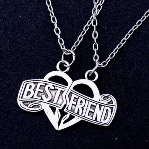 2PCS Delicate Best Friends Broken Heart Puzzle Pendant Best Friends Chain Necklace Friendship Men Women Gifts Charms Jewelry New