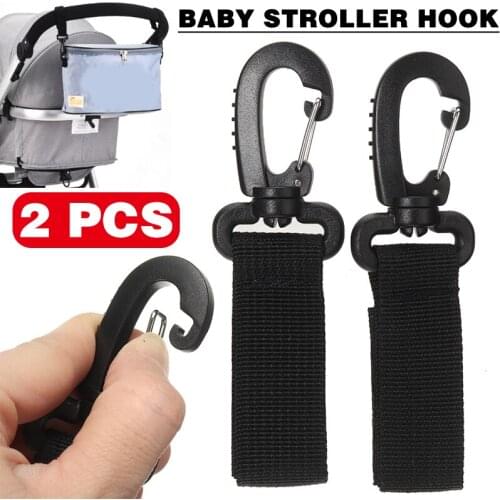 2Pcs Multi-Function Baby Stroller Hooks Practical Wheelchair Baby Strollers Pram Carriage Bag Hanger Hook With Safe Secure Clips