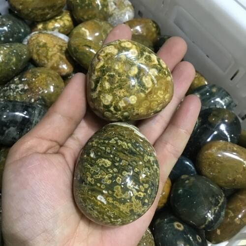 2pcs Natural crystal stone Ocean jasper palm stone for healing