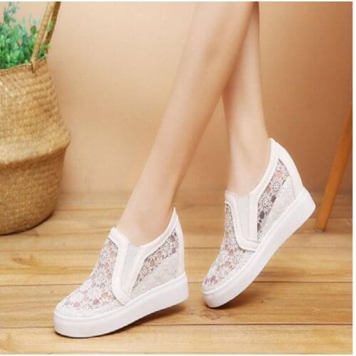 2020 Comfortable Women Loafers Shoes Lace Slip On Walking Shoes White Sneakers Casual Shoes Ballet Flats Platform Shoes