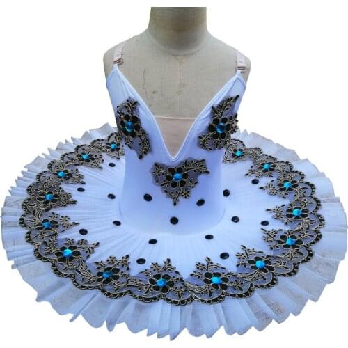 2021 Dancetree Tutú de Ballet profesional para niñas, traje de baile blanco del lago del cisne, Pancake, Ballet clásico leotardo