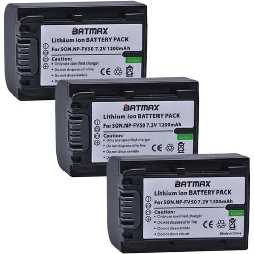 3-Pack NP-FV50 FV50 Camera Li-ion Batteries for Sony NP FV50 HDR-CX150E CX170 CX300 D6544,for sony NPFV50 accessories