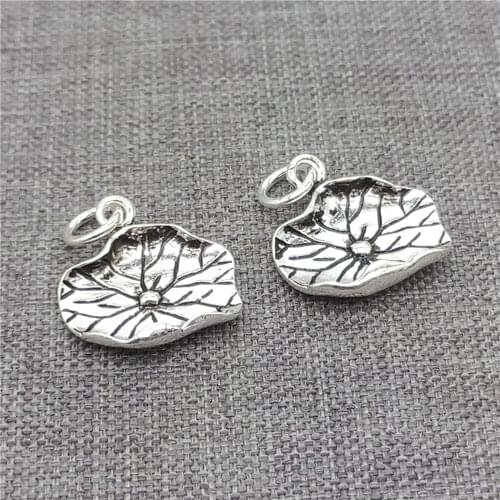 4pcs of 925 Sterling Silver Lotus Leaf Charms for Yoga Meditation Bracelet