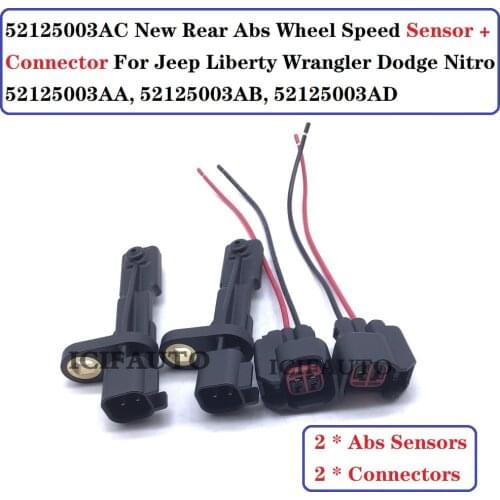 52125003AC New Rear Abs Wheel Speed Sensor & Connector For Jeep Liberty Wrangler Dodge Nitro 52125003AA, 52125003AB, 52125003AD