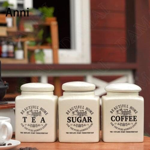 American Ceramic Canister Set Hand Painted Storage Jar with Lid Cereal Dispenser Kitchen Seasoning Homel Sugar Salt Organizer