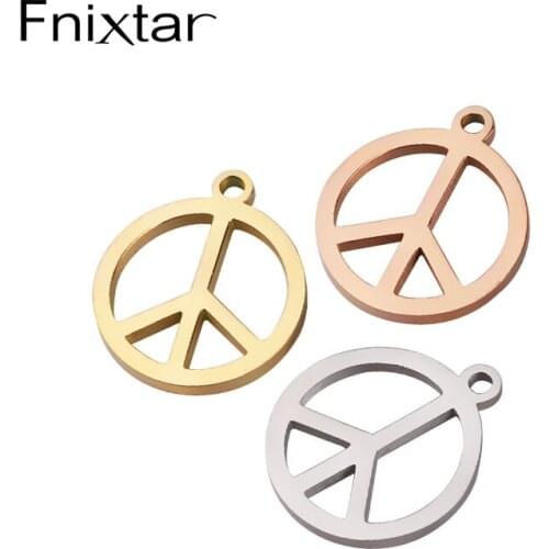 Fnixtar 20Pcs Hollow Out Peace Charms Mirror Polish Stainless Steel Charms For Making Necklace Earring Anklet Bracelets Jewelry