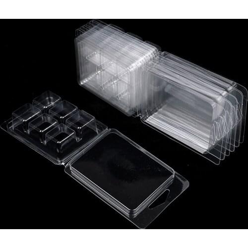 10Pcs 6 Grids DIY Craft Mould Wax Melt Molds Clear Wax Clamshells Wickless Wax Melt Candles Boxes