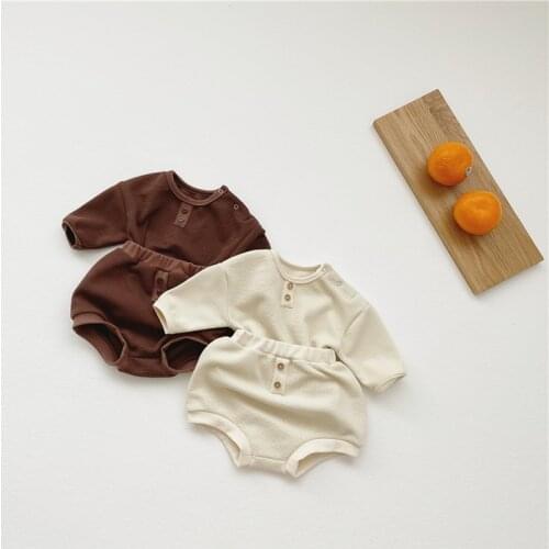 MILANCEL 2020 baby boys clothes soft blouse and pumpkin shorts 2 pcs boys suit autumn baby clothing set