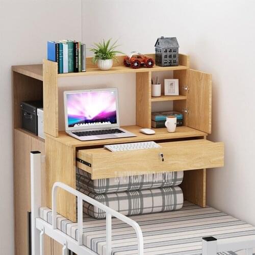 Laptop Computer Table On Bed With Drawer Lock Wood Dormitory Desk Bedroom Bed Book Storage Cabinet Floating Window Table