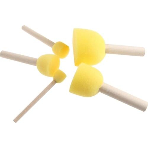 Round Sponge Brush with Wood Handle Art Graffiti Painting Tool Toy Children 5Pcs DropShipRamadan Festival Gifts