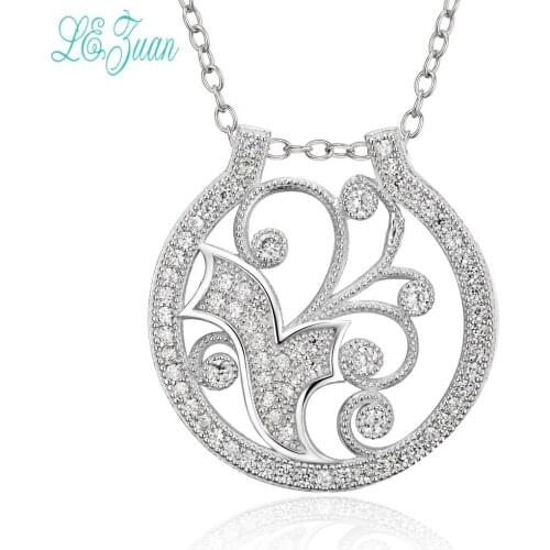L&zuan Pendant For Necklace Women S925 Sterling Silver Fine Jewelry Round Plant Shape Accessories Pendentif No Chain