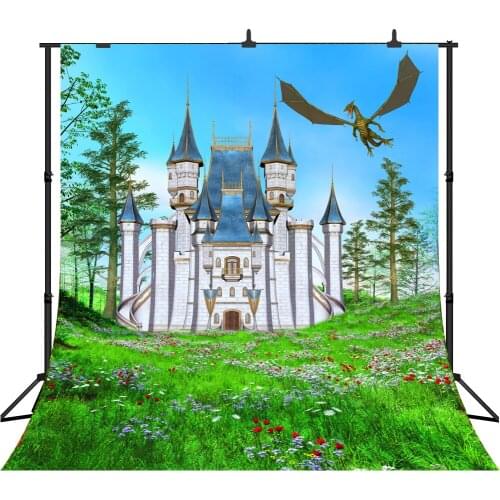 Lyavshi Fairy tale castle Garden Dragon Newborn birthday party Photography Backdrops Vinyl Baby Photo Background Studio Backdrop