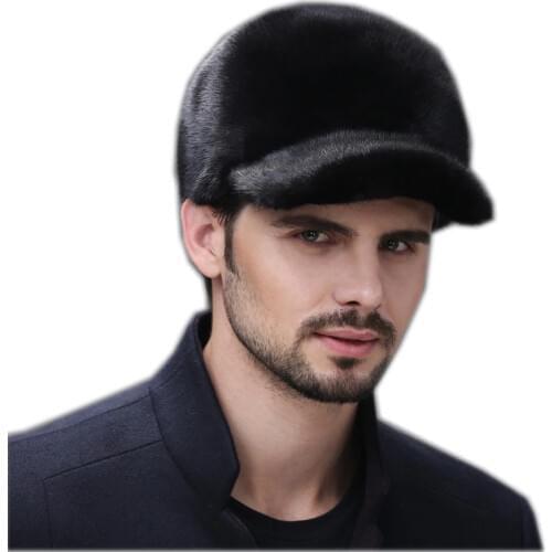 Fur hats for winter men whole real mink fur baseball hat with 2019 luxury fashion man fur good quality mens winter fur hats