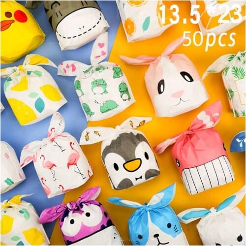 Bunny ear Goody bag Candy bag Cookie Present bag Rabbit Plastic Bags Party Gift bag For Biscuits Snack Baking Package bag