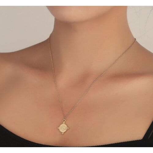 Mini Ancient Engraved Evil Eye Necklaces Golden Eye Pendant Vintage Muslim Cuban Jewelry Accessories