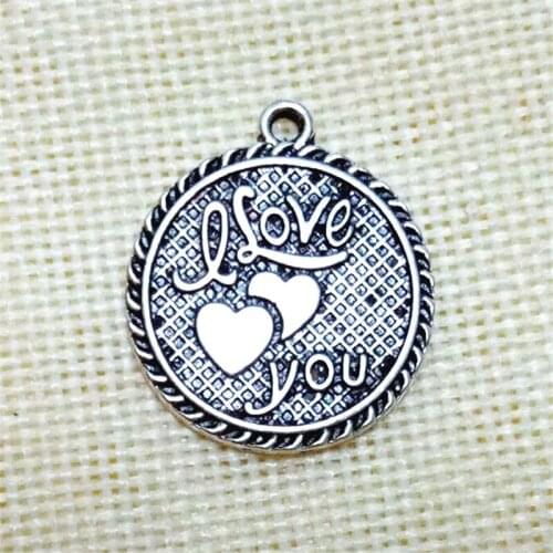 Fashion I love you two Love hearts charms 50pcs