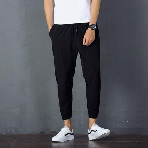 2020 ice silk 9-point pants summer pants mens breathable trend casual pants