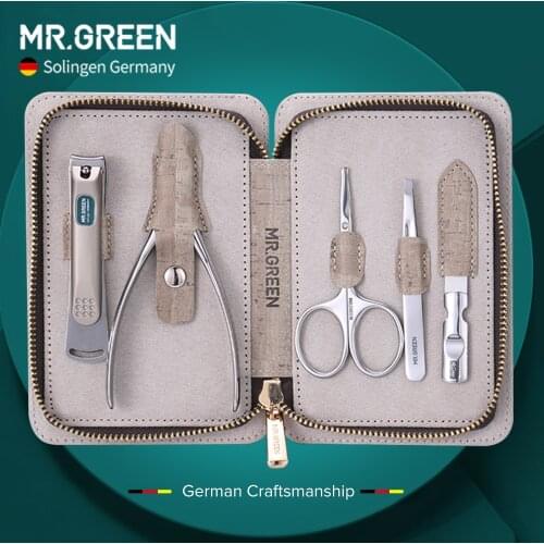 MR.GREEN Nail Manicure Set Professional Stainless Steel Scissors Grooming kit Art Cuticle Tools Nail Clipper Cutter Case Gift