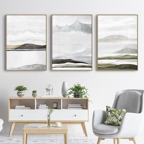 Nordic Ink painting abstract Landscape Wall Art Canvas Poster and Print Canvas Creative Picture for Living Room Morden Decor