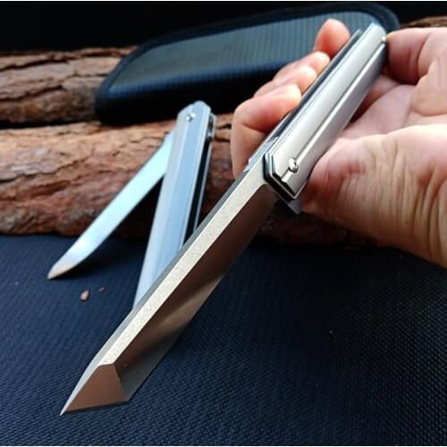 Sharp Folding Knife D2 Blade Titanium handle Flipper Camping Outdoor Pocket Knife Survival Hunting Knives EDC Tool Commander C07