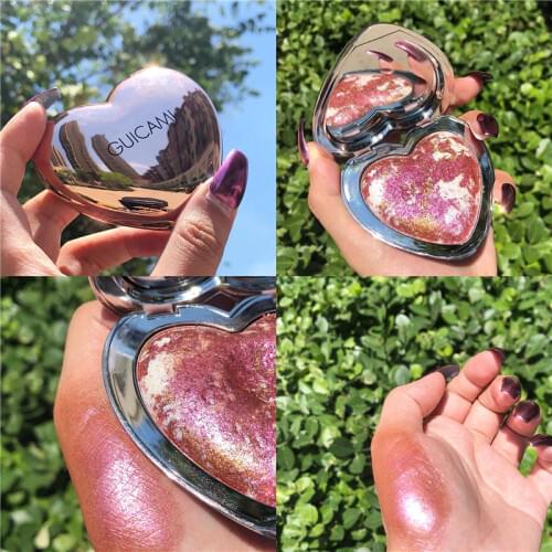 Heart-shaped 3D Bronzer Highlighter Palette Shimmer Face Powder Concealer Contour iluminador Makeup Highlighter Brighten Skin