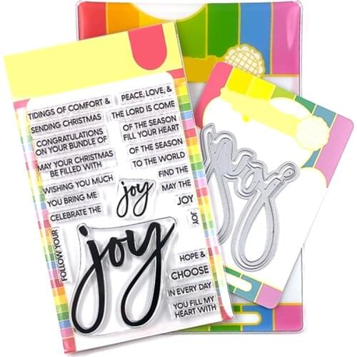 2021 New Emotional English Words Joy Clear Stamps and Metal Cutting Dies For DIY Craft Making Paper Greeting Card Scrapbooking