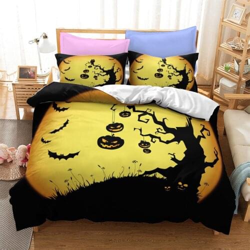 Halloween Party 3D Printed Bedding Set Pumpkin Lanterns Scary Duvet Cover King Queen Full Twin Size for Bedroom Decor