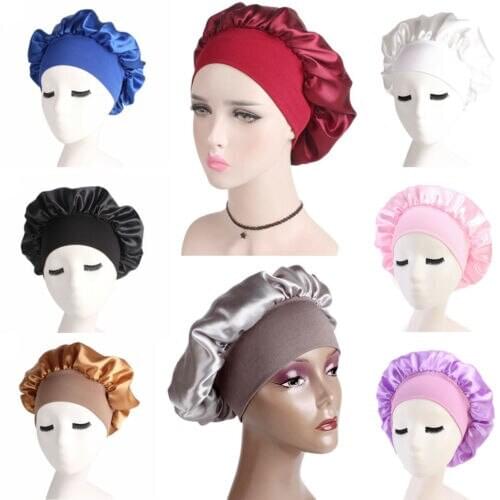 Womens Floral Silk Night Sleep Cap Hair Bonnet Hat Head Cover Satin Turban Wrap