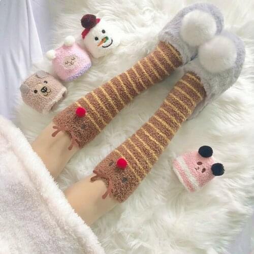 Kwaii Women Sock Winter Warm Colorful Cute Socks Soft Cotton Happy Christmas Gift Harajuku Style Knee Socks new Year gift