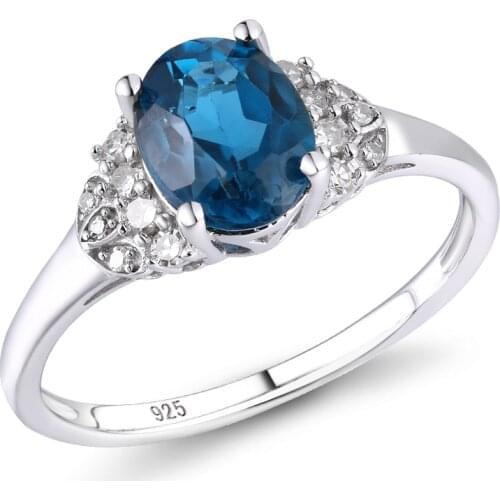 GZ ZONGFA Exquisite Luxury Shiny Natural Blue Topaz Gemstone fine Jewelry handmade 925 Sterling Silver Fashion Rings women