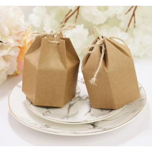 10-50pcs Beauty Kraft Paper Candy Box Gift Present Wedding Birthday Party Candy Packaging Bag Pouch Box