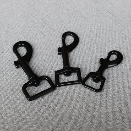 10 Pcs/Pack 15mm 20mm 25mm Black Webbing Metal Carabiners Clasp Eyelets Clip Loop Snap Hook For Cord Dog Pet Leash Harness Bag