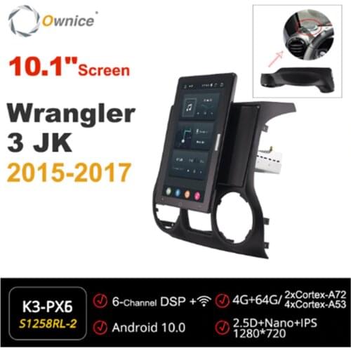 1280*720 Ownice Android 10.0 Car Radio forJeep Wrangler 3 JK 2015 2016 2017 Multimedia Audio head Unit 10.1" IPS Rotatable